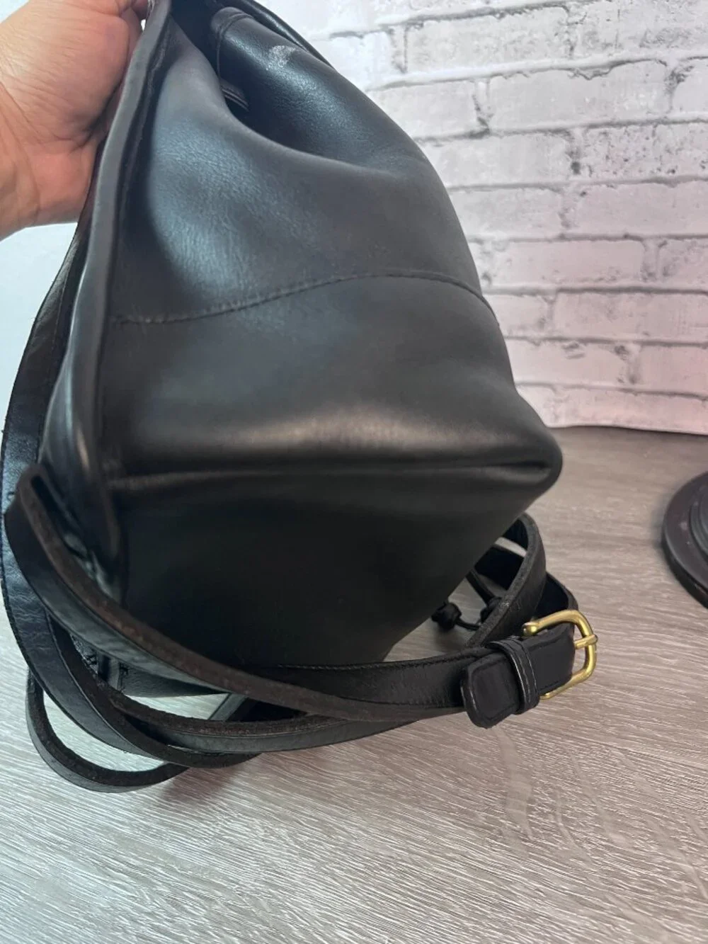 Vintage OLD COACH Backpack Bag Leather Turn Lock Black 9960